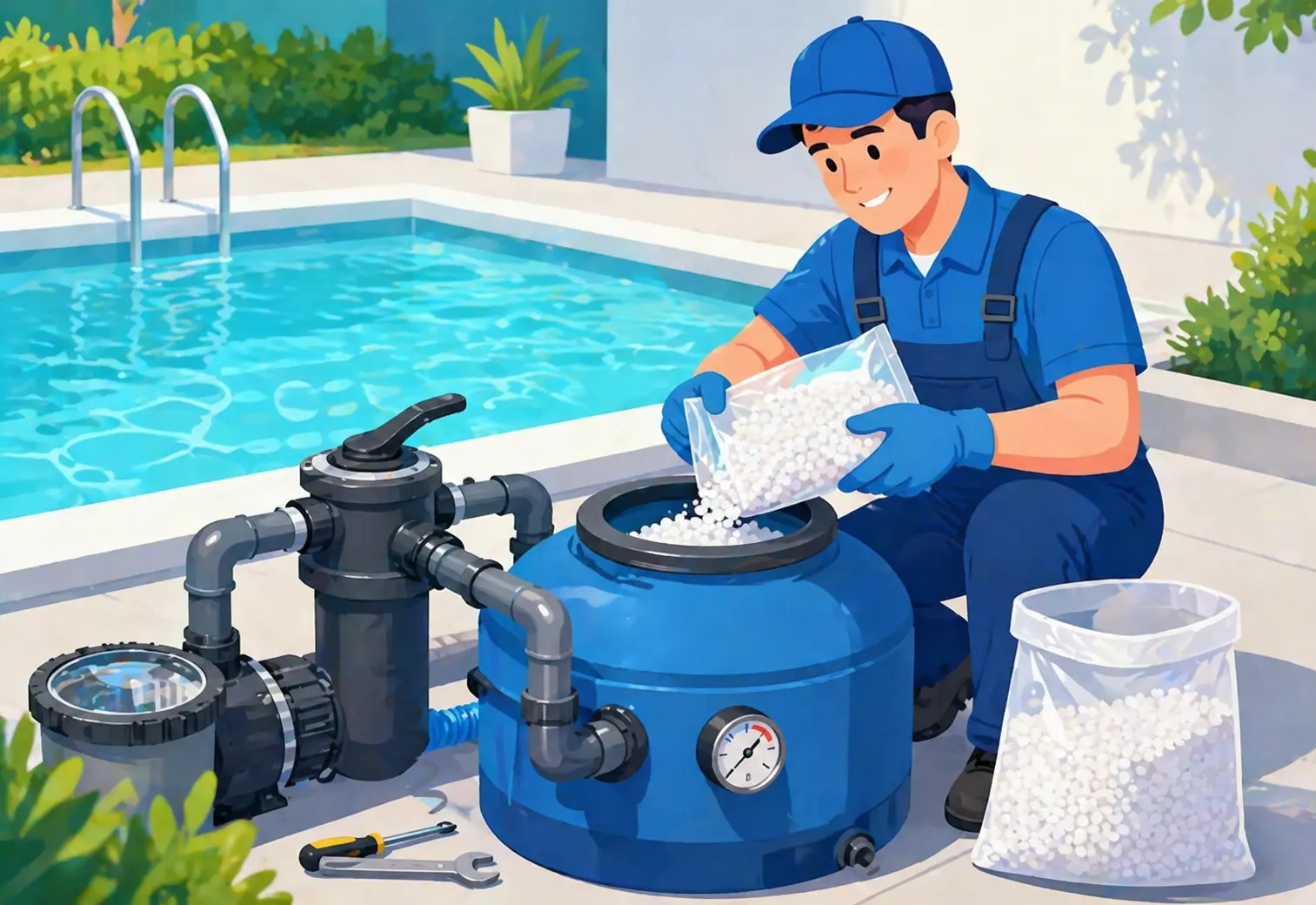 Cambio de cuarzo para filtro de piscina