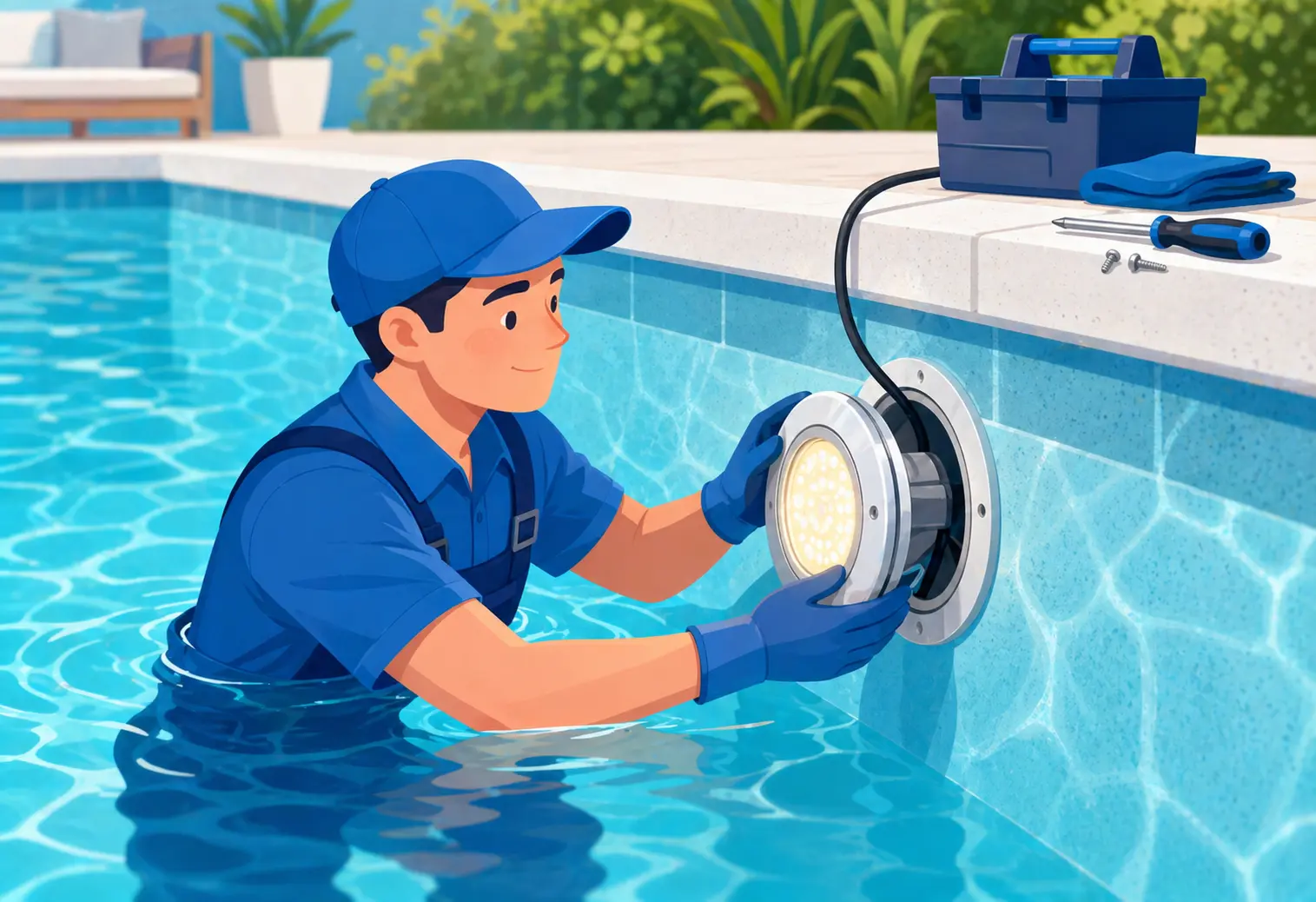 Cambio de foco subacuático para piscina